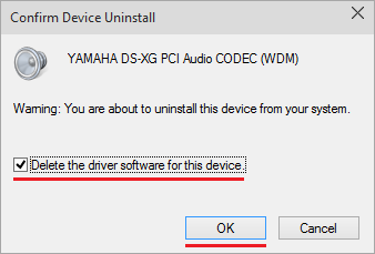 Delete the driver software for this device